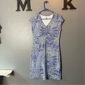 Title nine Blue and White Sleeveless geometric design midi Dress size small